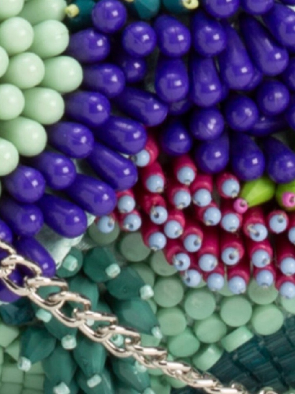 Beaded Botanical Evening Clutch in Mint, Purple & Green - Picture 4 of 5